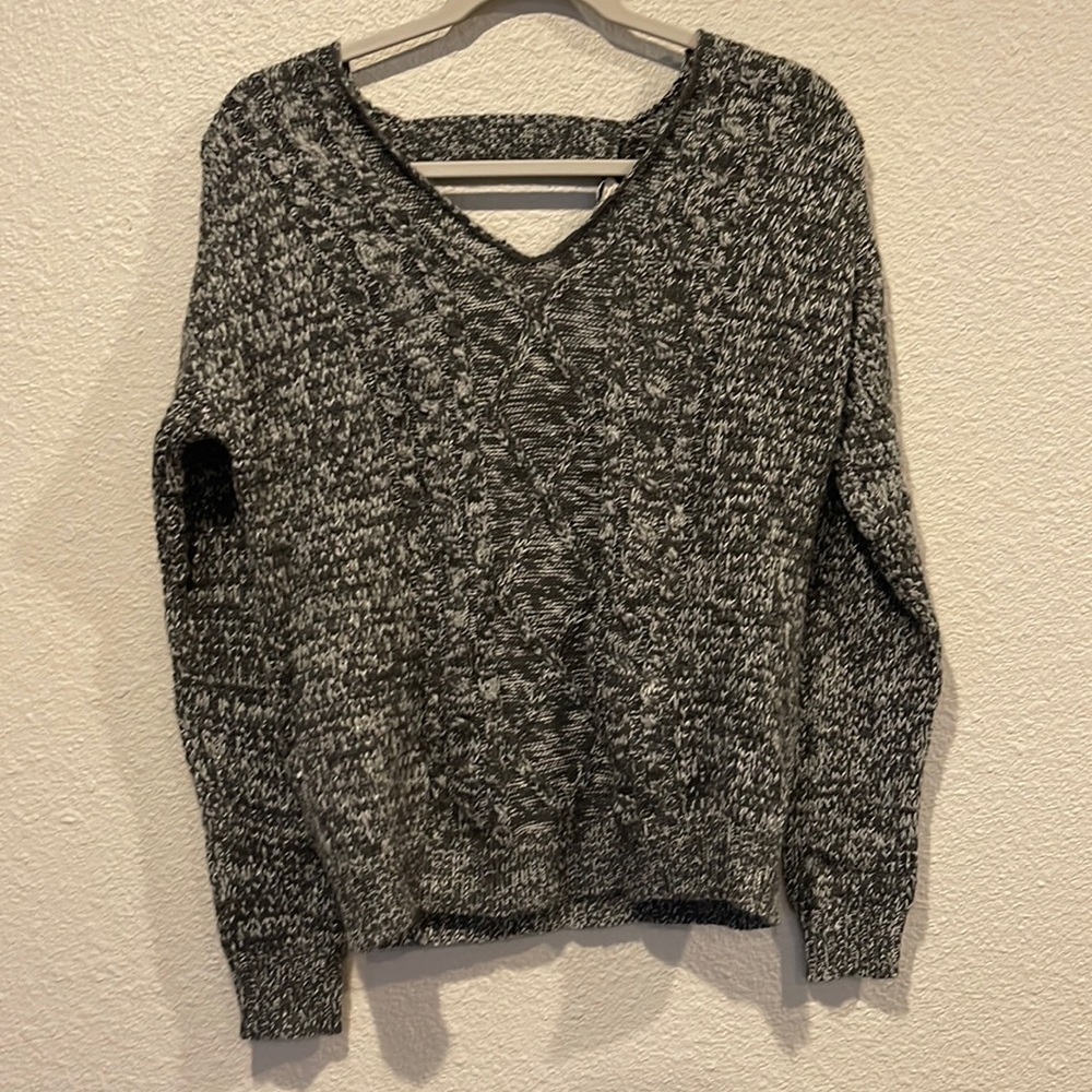 Grey and white knit sweater